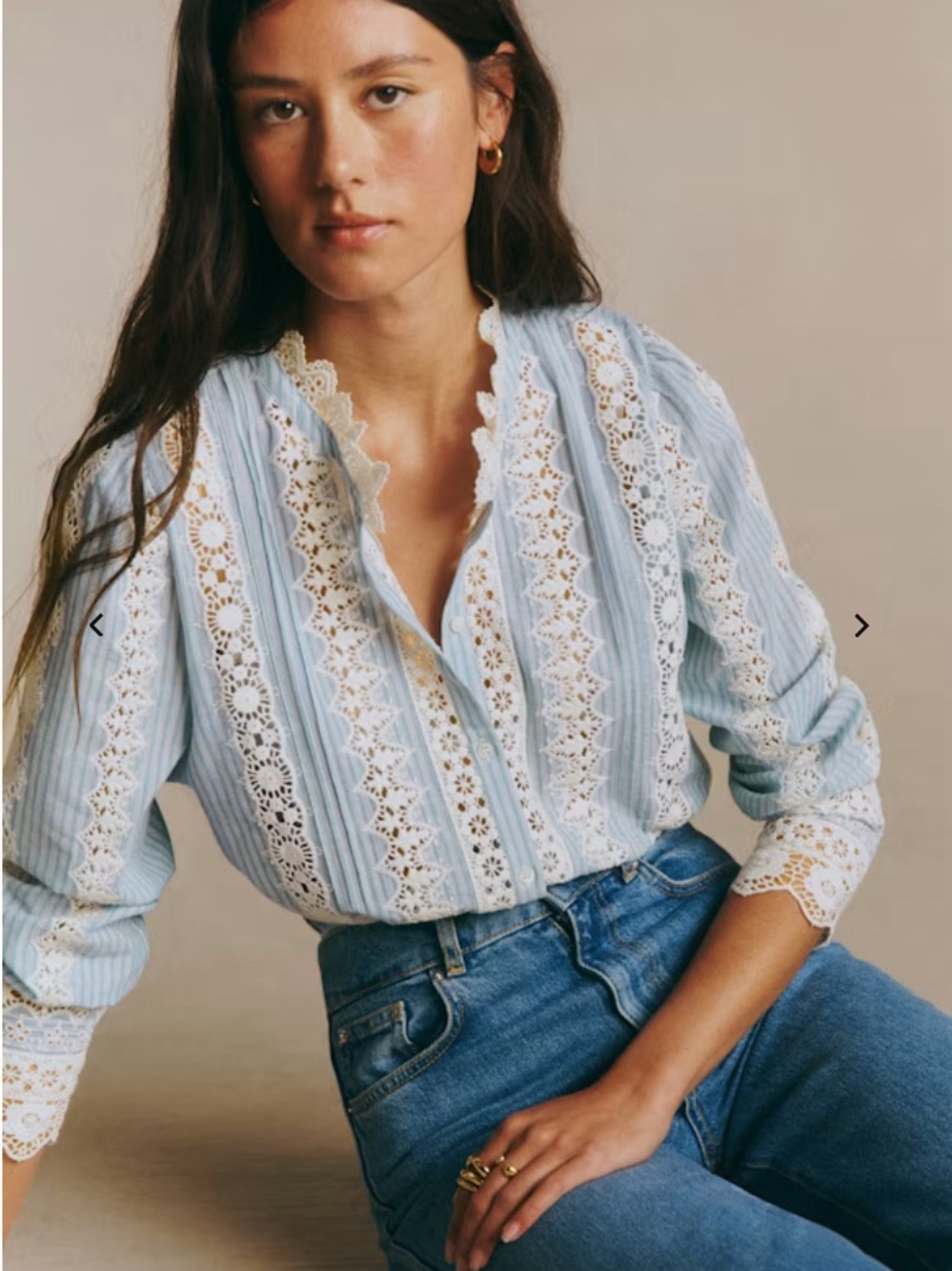 Sezane Rym Blouse Ecru and Blue Stripe 0/FR32 NWT